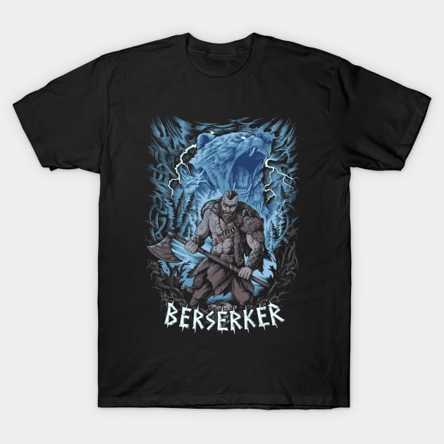 Viking Berserker Bear Warrior Norse Pagan T-Shirt by Blue Pagan